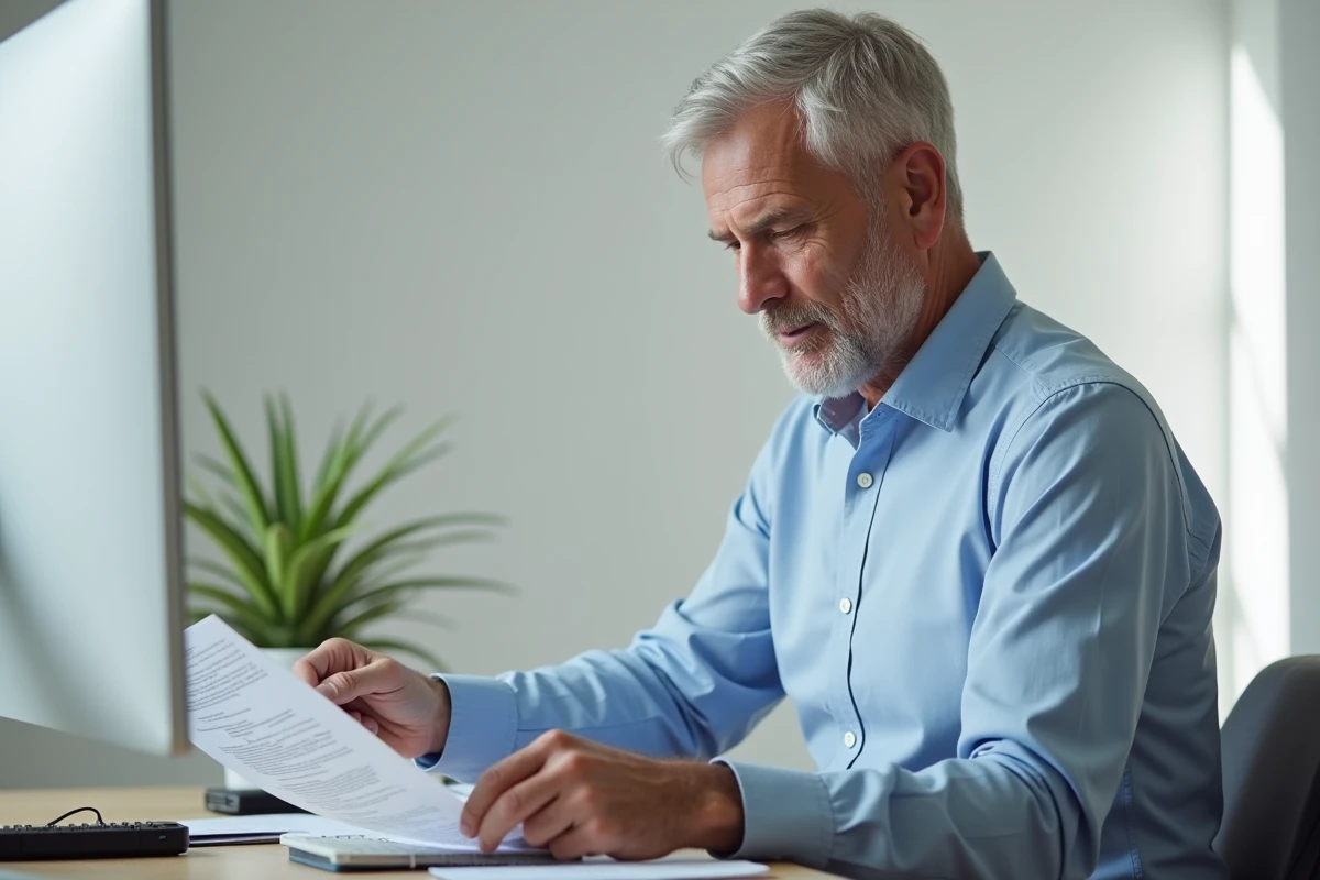 Homme consultant son espace client assurance en ligne pour gérer ses sinistres et suivre ses dossiers de remboursement